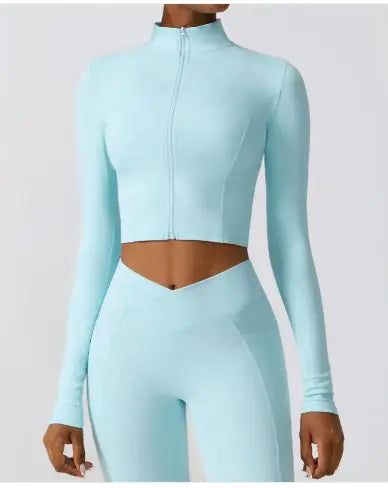 Langärmlige Yoga-Jacke mit Reißverschluss