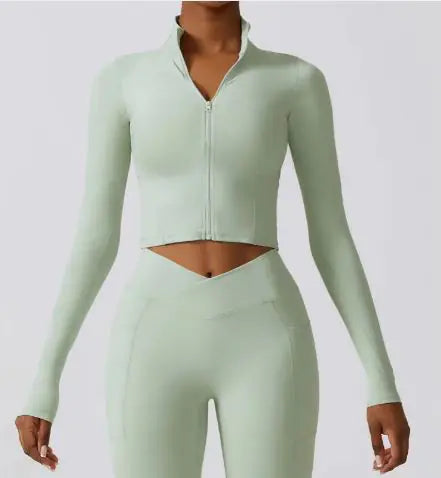 Langärmlige Yoga-Jacke mit Reißverschluss