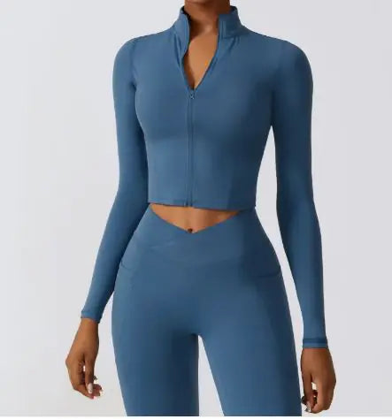 Langärmlige Yoga-Jacke mit Reißverschluss