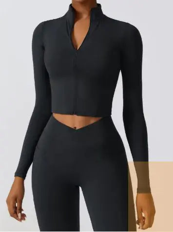 Langärmlige Yoga-Jacke mit Reißverschluss